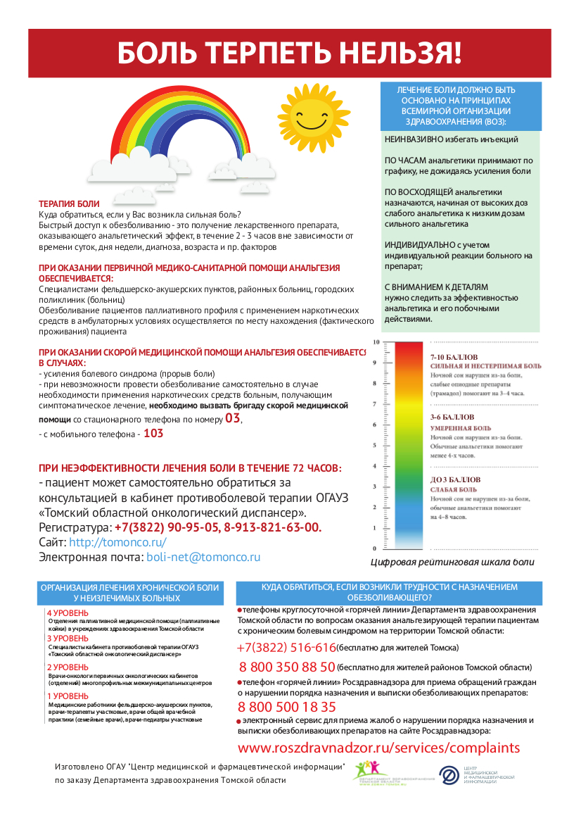 В регионе работает круглосуточная «горячая линия» по вопросам оказания  анальгезирующей терапии — Городская клиническая больница №3 им. Б. И.  Альперовича